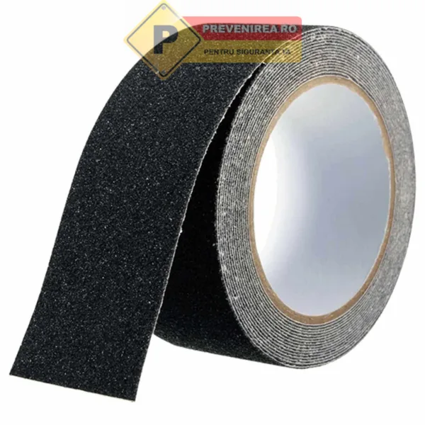 Bandă antiderapare neagră interior/exterior - prevenire alunecări, protecție sigură