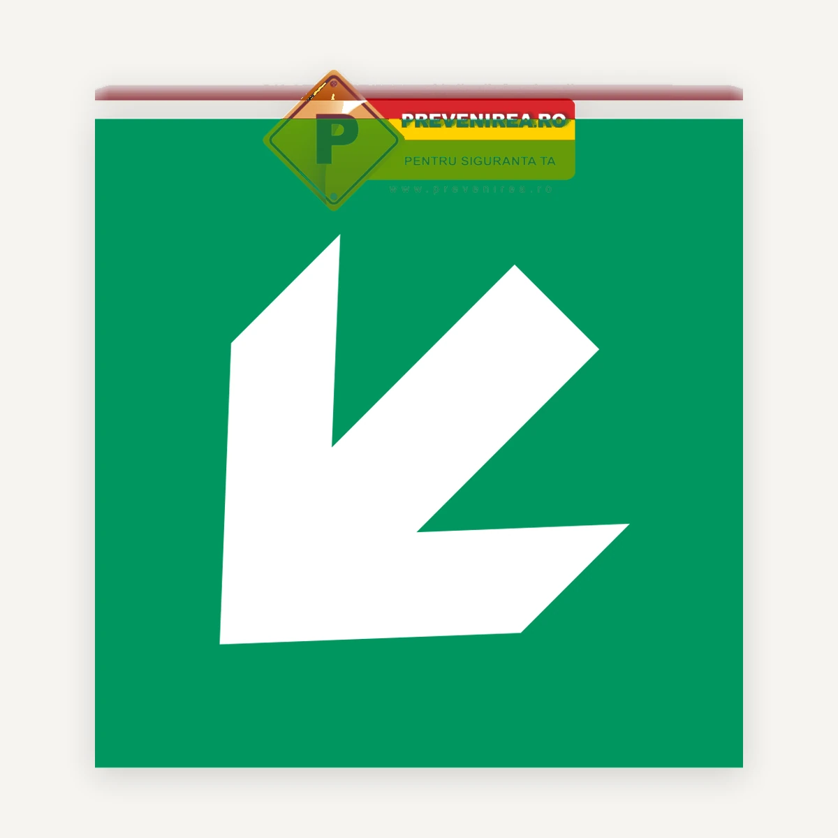 Etichetă Ieșire cu Săgeată Stânga Jos - Indicator Evacuare Standard