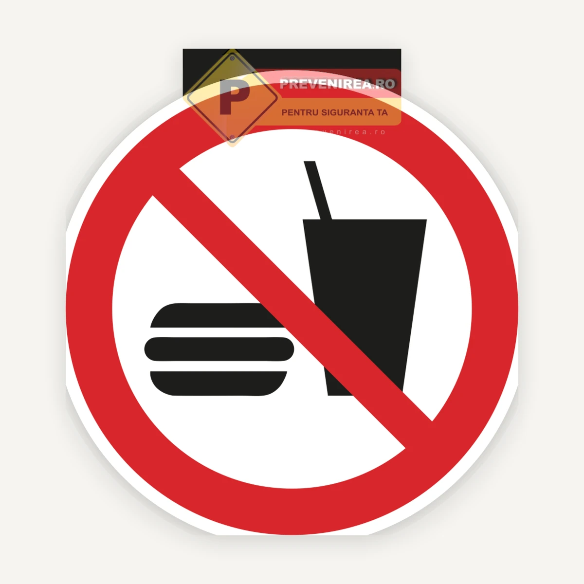 Sticker Interzis consumul de produse din exterior - pentru restaurant, cafenea, sală evenimente