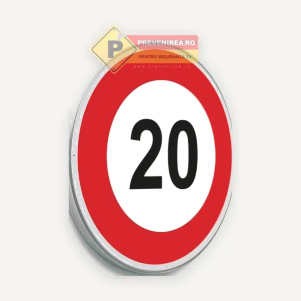 Indicatoare rutiere 20 km/h - semn limită de viteză durabil, ideal pentru drumuri private și parcări