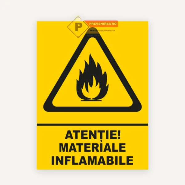 Indicator de Siguranță Materiale Inflamabile - Semn Vizibil pentru Prevenirea Riscurilor