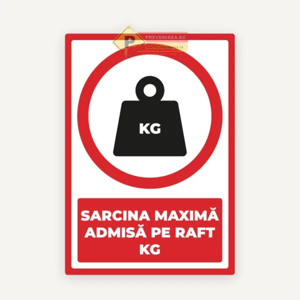 Indicator sarcina maximă admisă pe raft kg