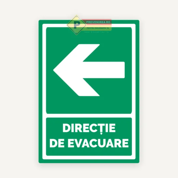 Indicator Ieșire în Stânga Verde - Panou Evacuare de Urgență