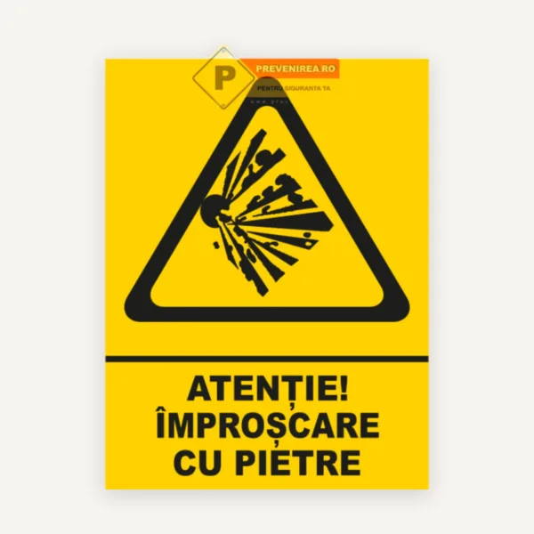 Semn Atenție Împroșcare cu Pietris - Indicator de Avertizare