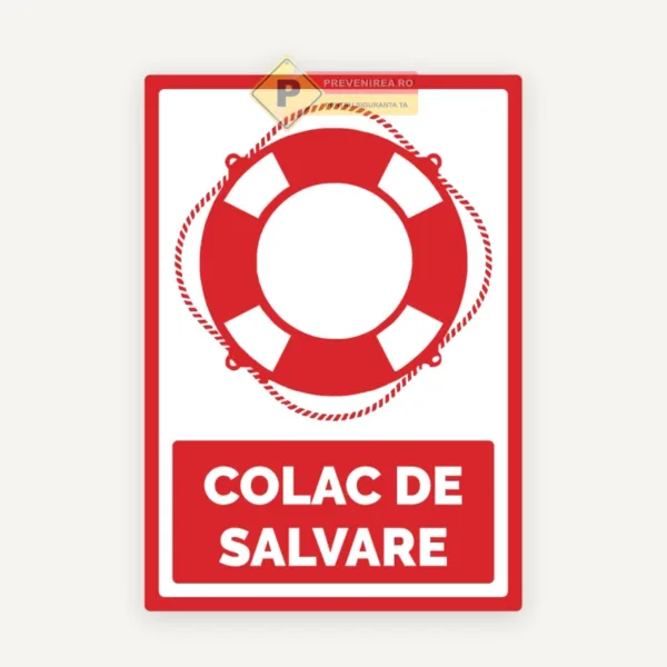 Indicator Colac de Salvare” - Semn de Siguranță pentru Echipamente de Salvare