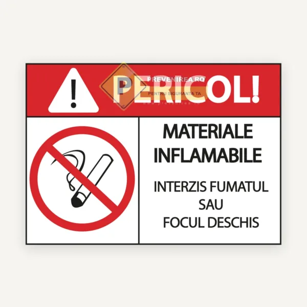 Indicator pentru material inflamabil interzis fumatul