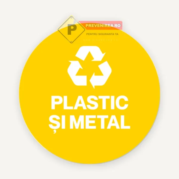 Semn galben plastic si metal
