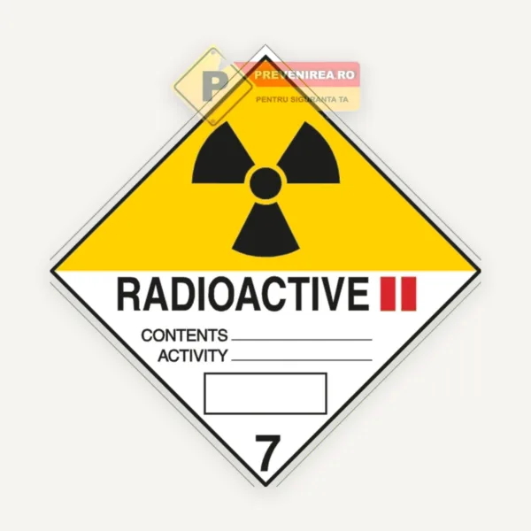Semn pentru materiale radioactive Categoria II