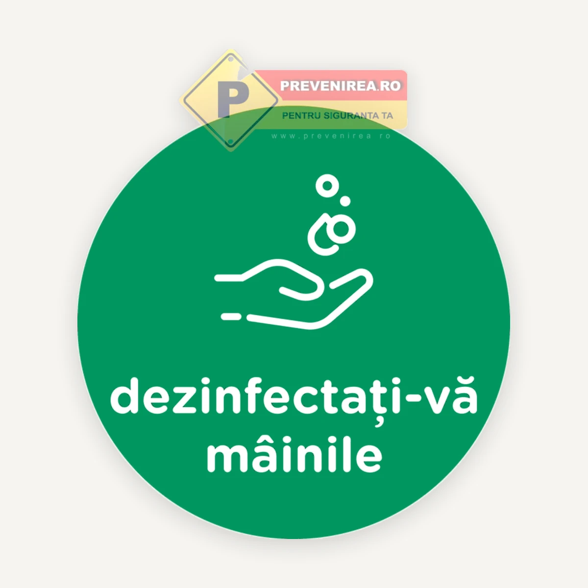 Semn verde dezinfectati mainile