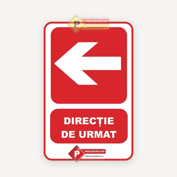 Indicator Ieșire de urgență la stânga” - semnalizare de siguranță vizibilă și standardizată