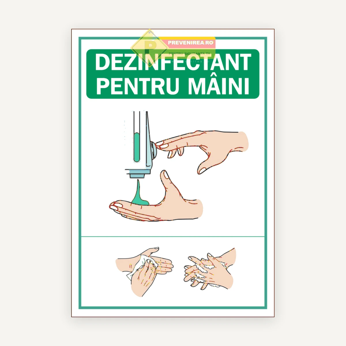 Semne pentru dezinfectant pentru maini