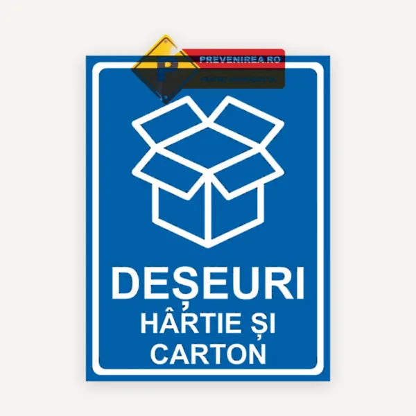 Indicator deșeuri hârtie și carton | Semn reciclare pentru colectare selectivă
