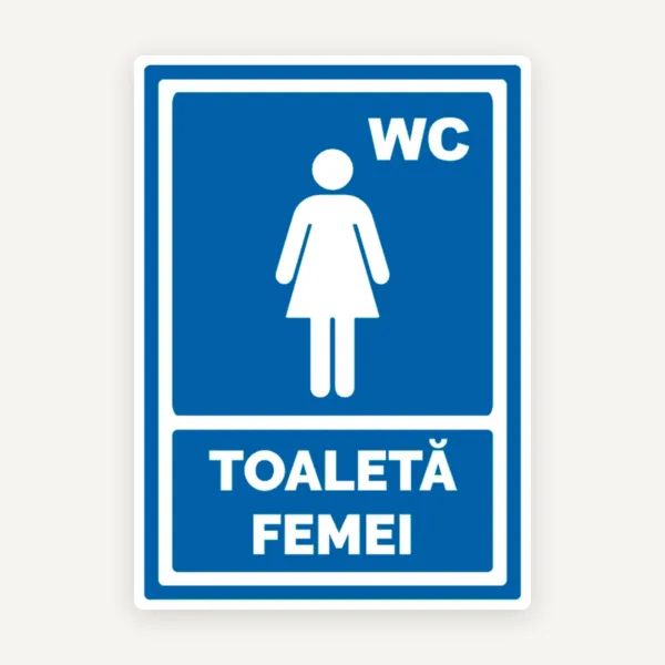 Plăcuță Indicator Toaletă Femei - Semn Vizibil pentru WC