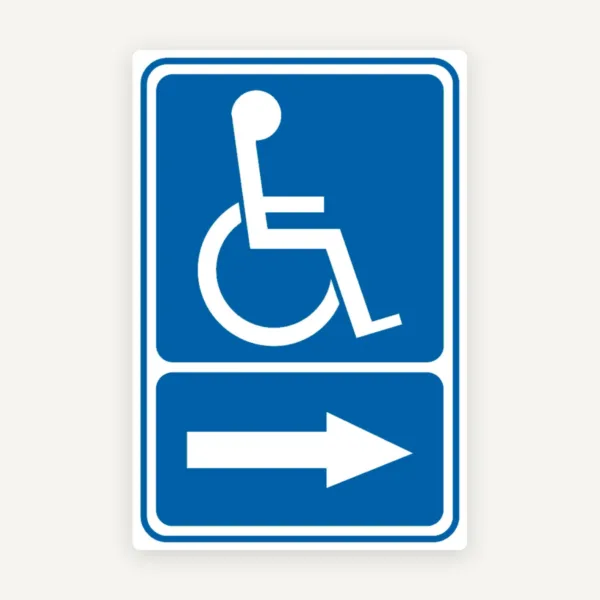 Indicator Parcare Dizabilități cu Săgeată - Direcție către Locul de Parcare și Acces