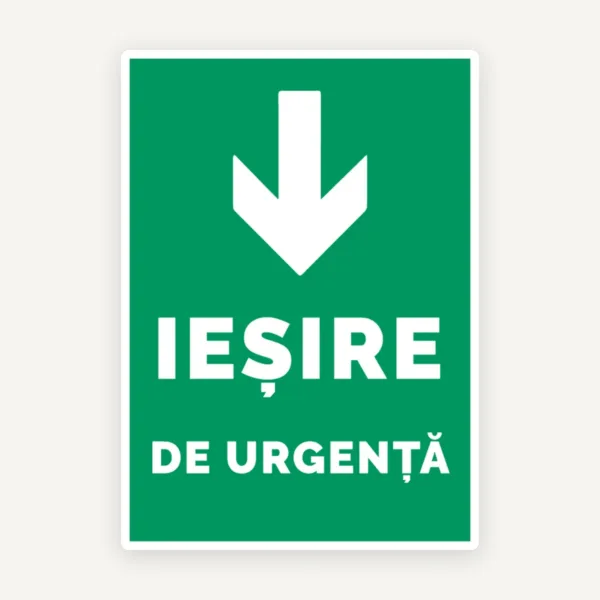 Indicator Ieșire de Urgență cu Săgeată în Jos - Semnalizare Evacuare