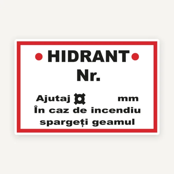 Indicator de semnalizare  hidrant cu numar
