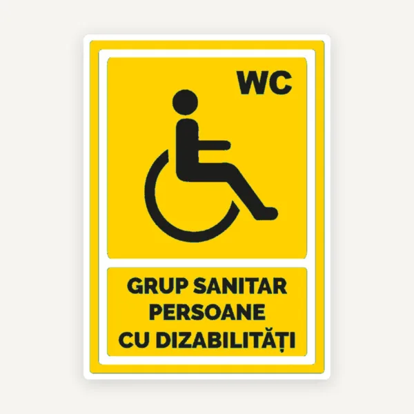 Indicator galben pentru grup sanitar persoane cu dizabilitati