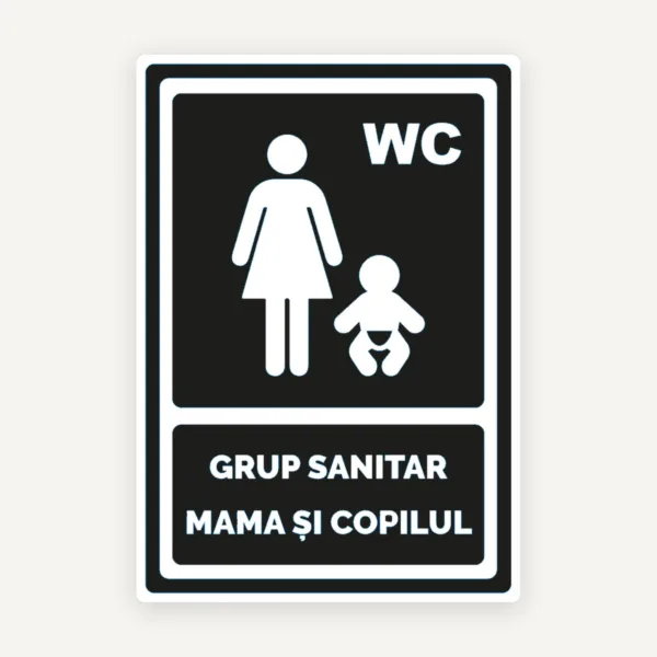 Indicator negru pentru grup sanitar mama si copilul