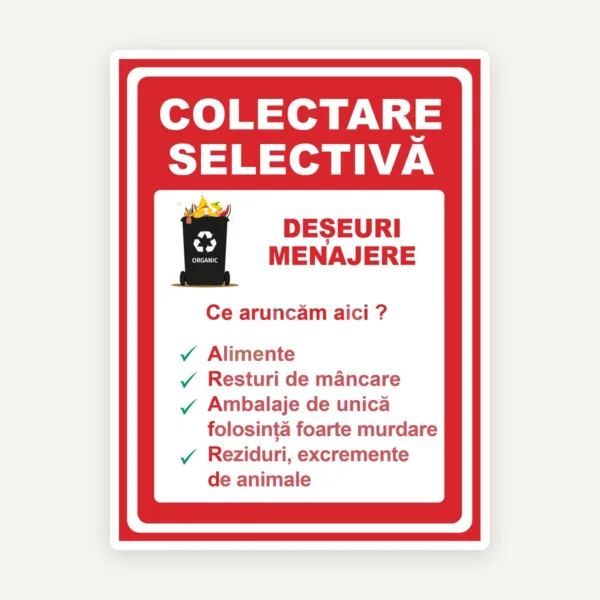 Indicator pentru colectare selectiva deseuri menajere