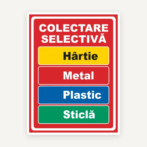 Indicator pentru colectare selectiva hartie metal plastic sticla