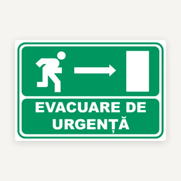 Indicator Evacuare de Urgență Direcția Dreapta - Semn Ieșire de Urgență