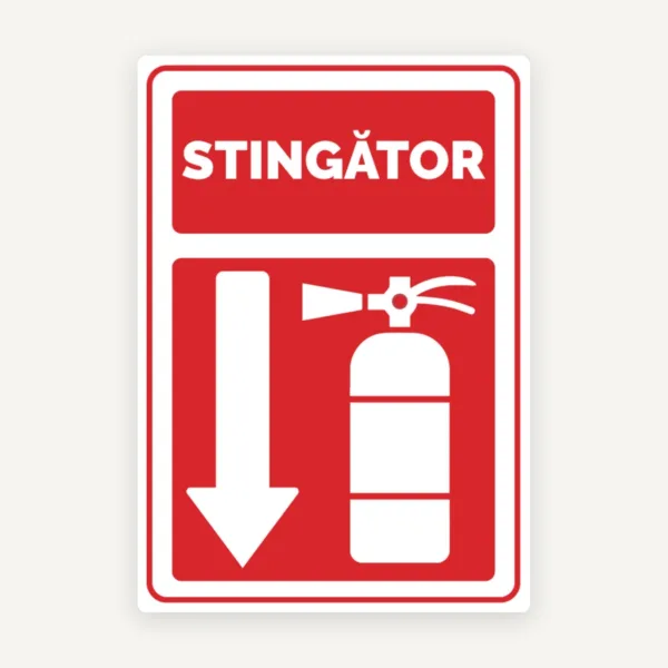 Indicator pentru stingator cu directie in jos