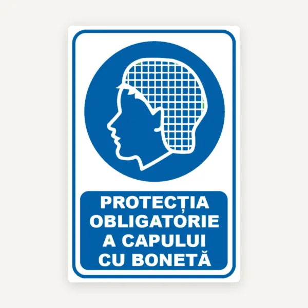 Indicator protectia obligatorie a capului cu boneta