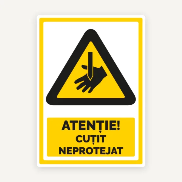 Indicator Atenție Cuțit Neprotejat - Semn de Avertizare pentru Siguranță
