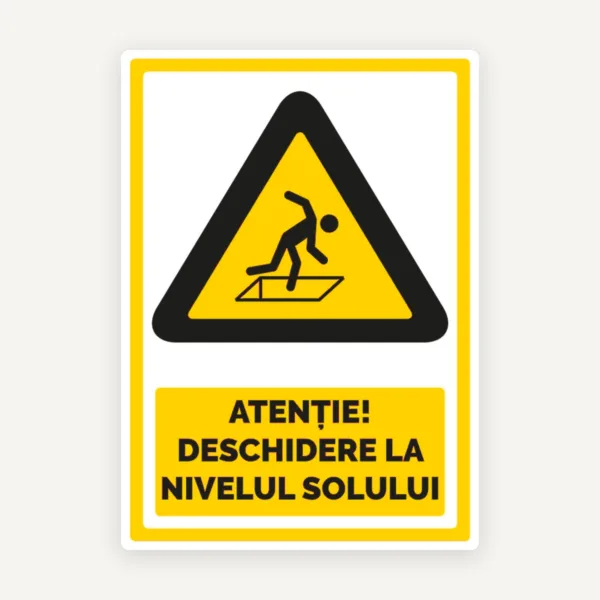 Indicator Atenție Deschidere la Nivelul Solului - Semnalizare Siguranță pentru Zone cu Risc de Cădere