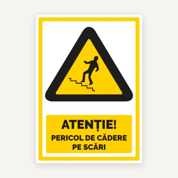 Indicator Atenție Pericol de Cădere pe Scări - Semnalizare de Siguranță și Avertizare