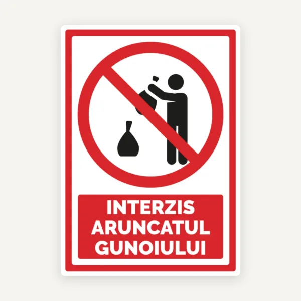 Indicator Interzis Aruncatul Gunoiului - Panou Semnalizare Deșeuri