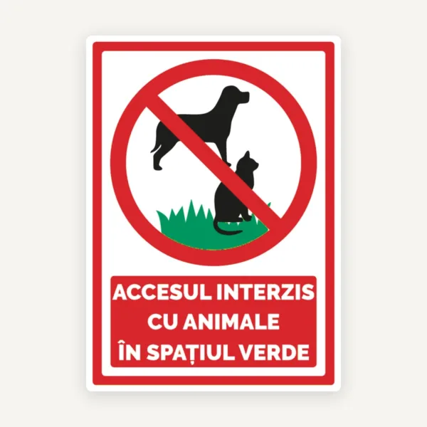 Indicator pentru accesul interzis cu animale in spatiul verde