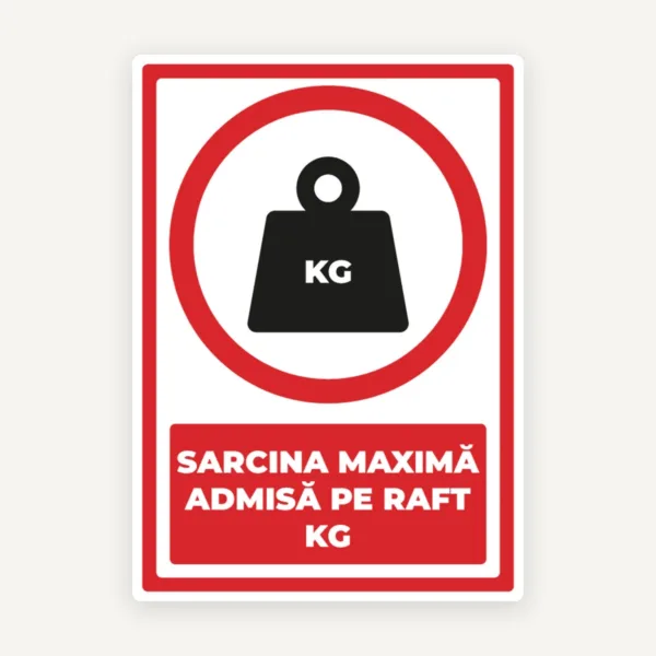 Indicator pentru sarcina maxim pe raft kg