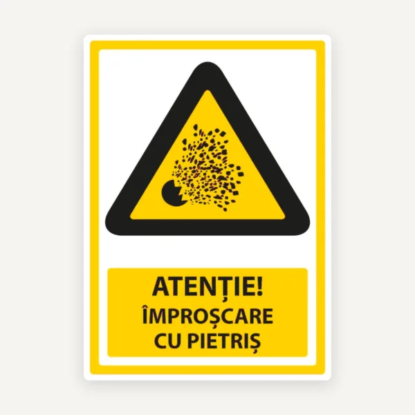 Semn atentie improscare cu pietris