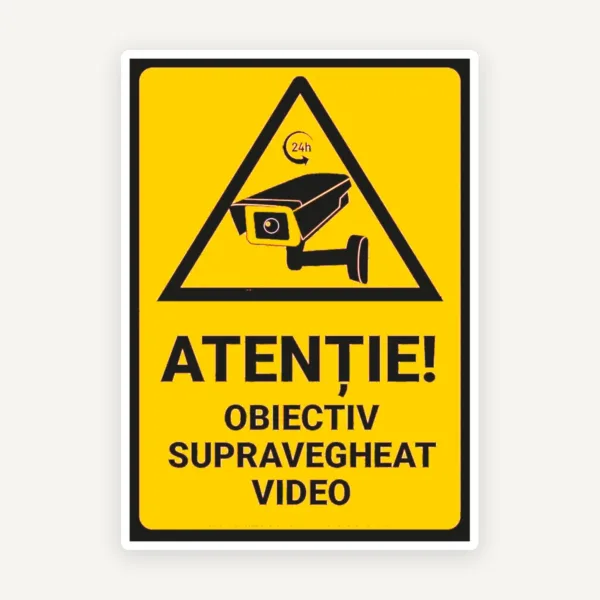 Semn pentru avertizare obiectiv supravegheat video