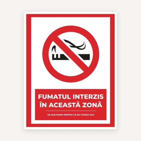 Semn pentru fumatul interzis in aceasta zona