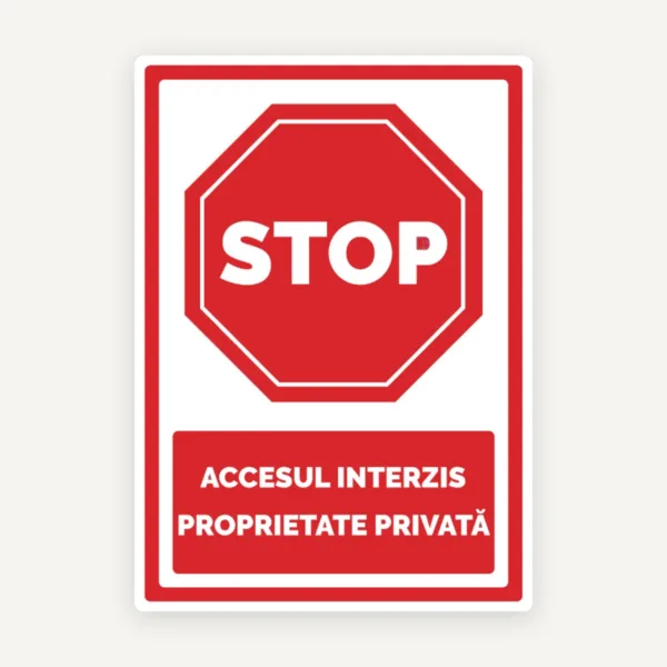 Semn pentru stop cu accesul interzis si proprietate privata