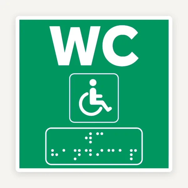 Semne Braille WC Persoane cu Handicap - Verde | Accesibilitate, Siguranță și Vizibilitate Maximă
