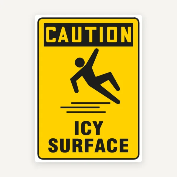 Sign caution icy surface