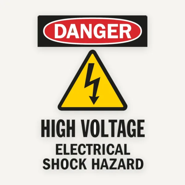 Sign danger high voltage electrical shock hazard