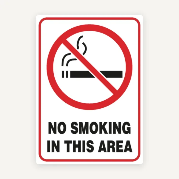 Sign no smoking in this area