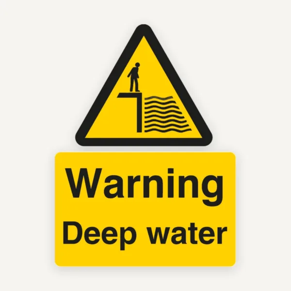 Sign warning deep water