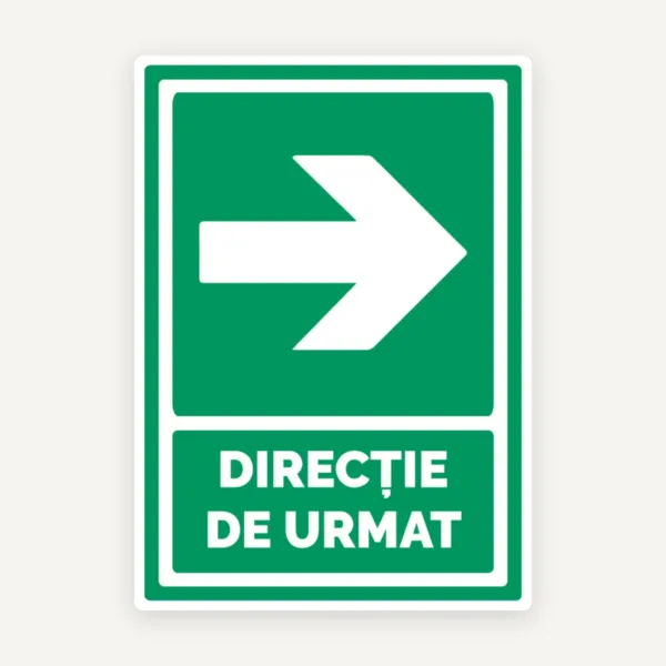 Semn de directie cu sageata de evacuare in dreapta