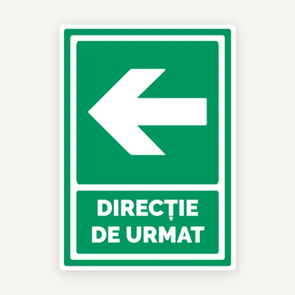 Semn de directie cu sageata de evacuare in stanga