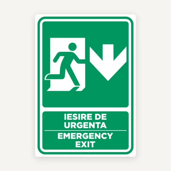 Semn de iesire cu  directie in jos emergency exit
