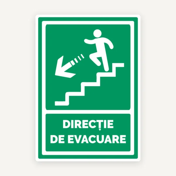 Semn pentru directie de evacuare spre scari in stanga jos