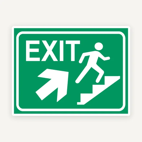 Semn pentru exit pe scari dreapta sus