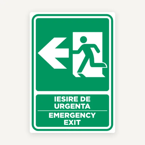 Semn pentru iesire cu directie in stanga emergency exit