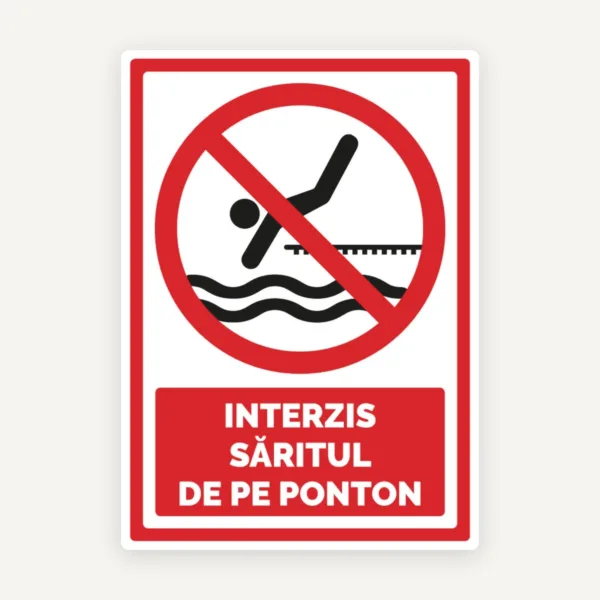Semn pentru interzicerea saritul de pe ponton