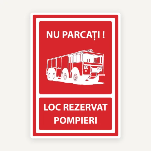 Semn pentru loc de parcate rezervat pompierilor